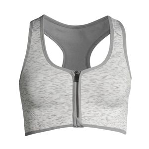Women's Gray Zip-Front Sports Bra